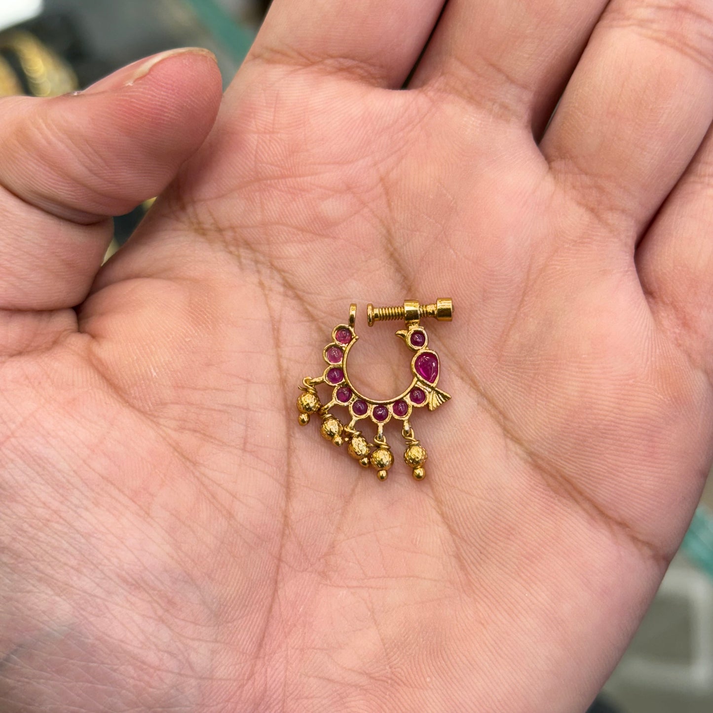 South Indian Ruby Bridal Nose Pin