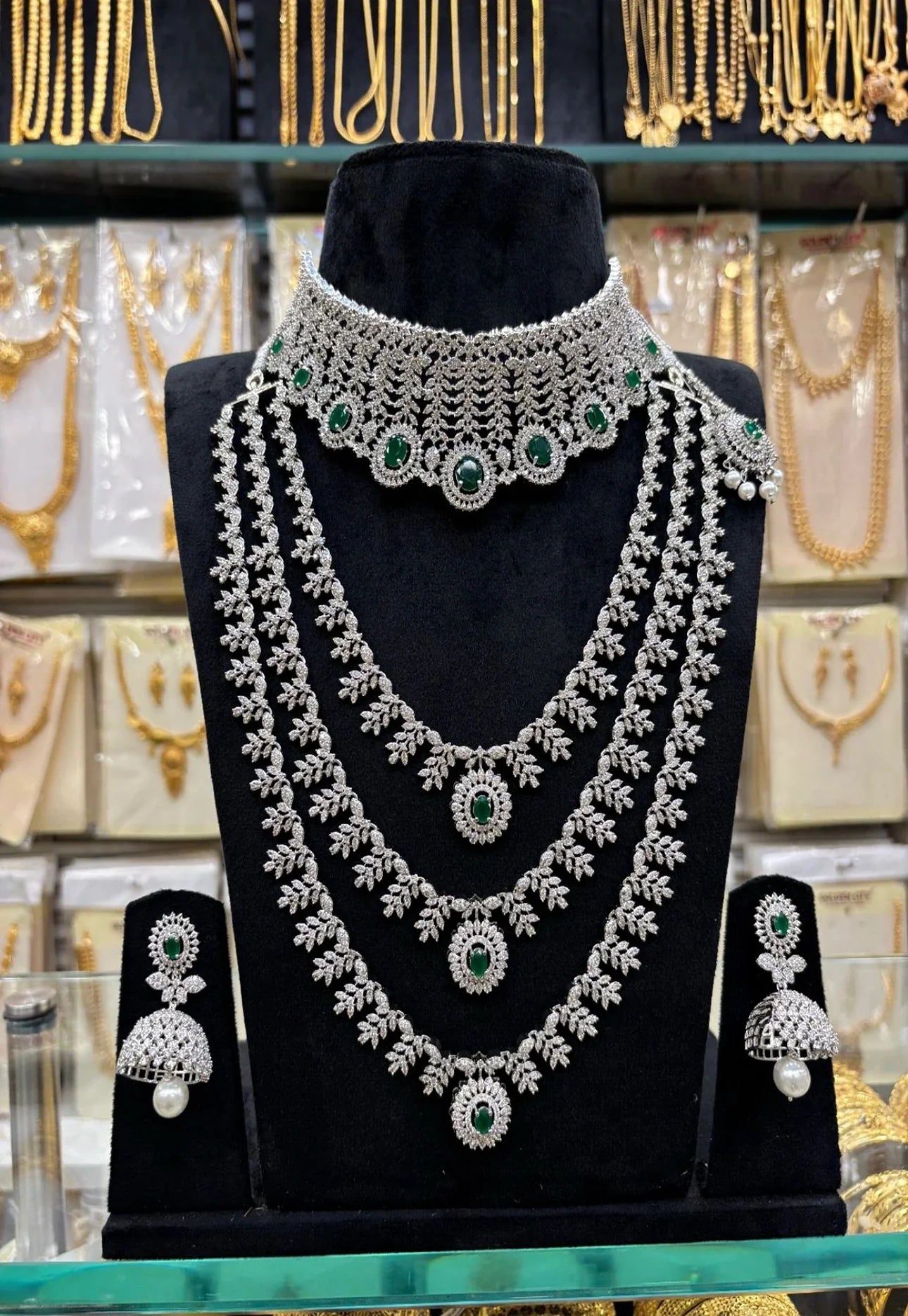 Nayantara Inspire A.D Green Stone Set