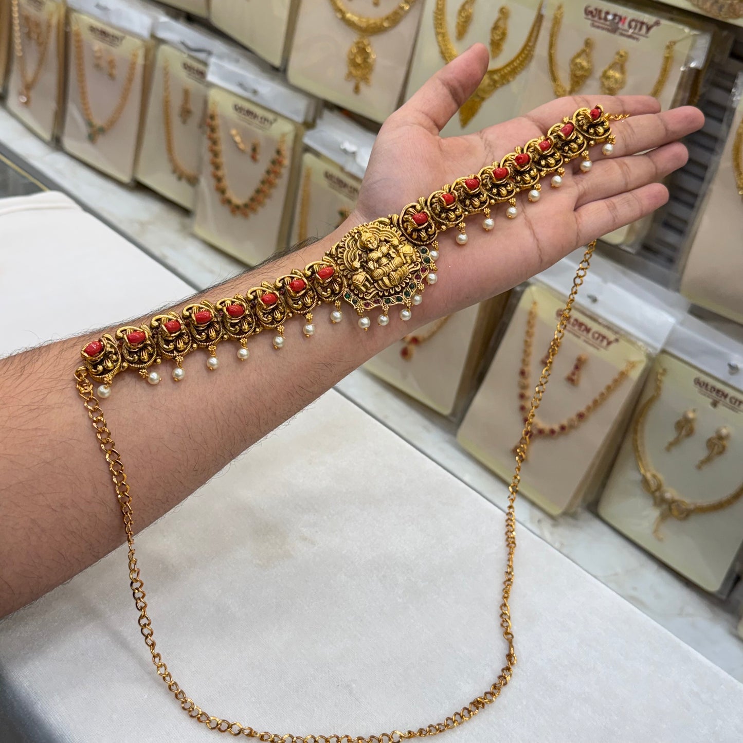 Traditional Coral Beats Hip Chain