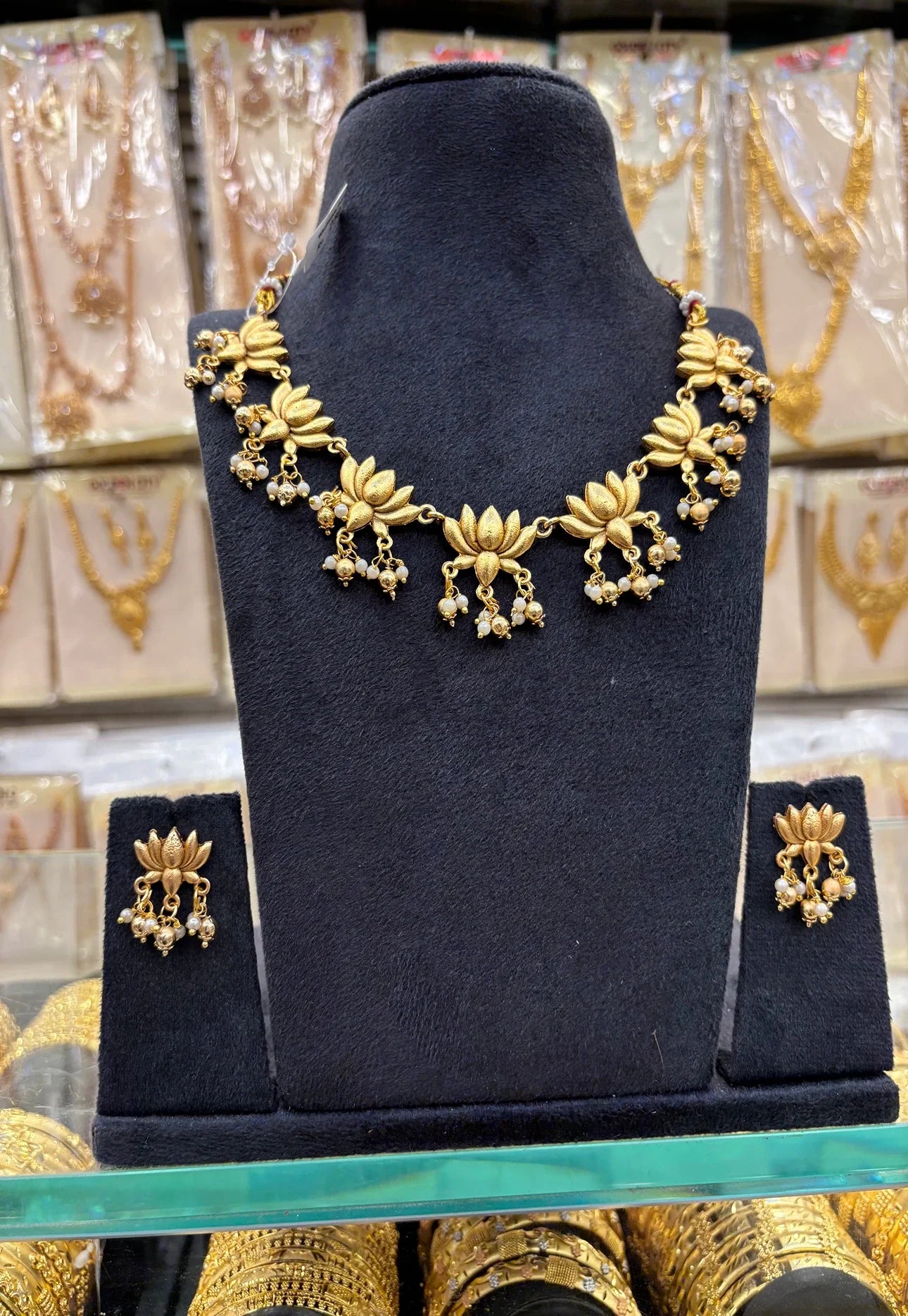 Gold Beats Lotus Necklace