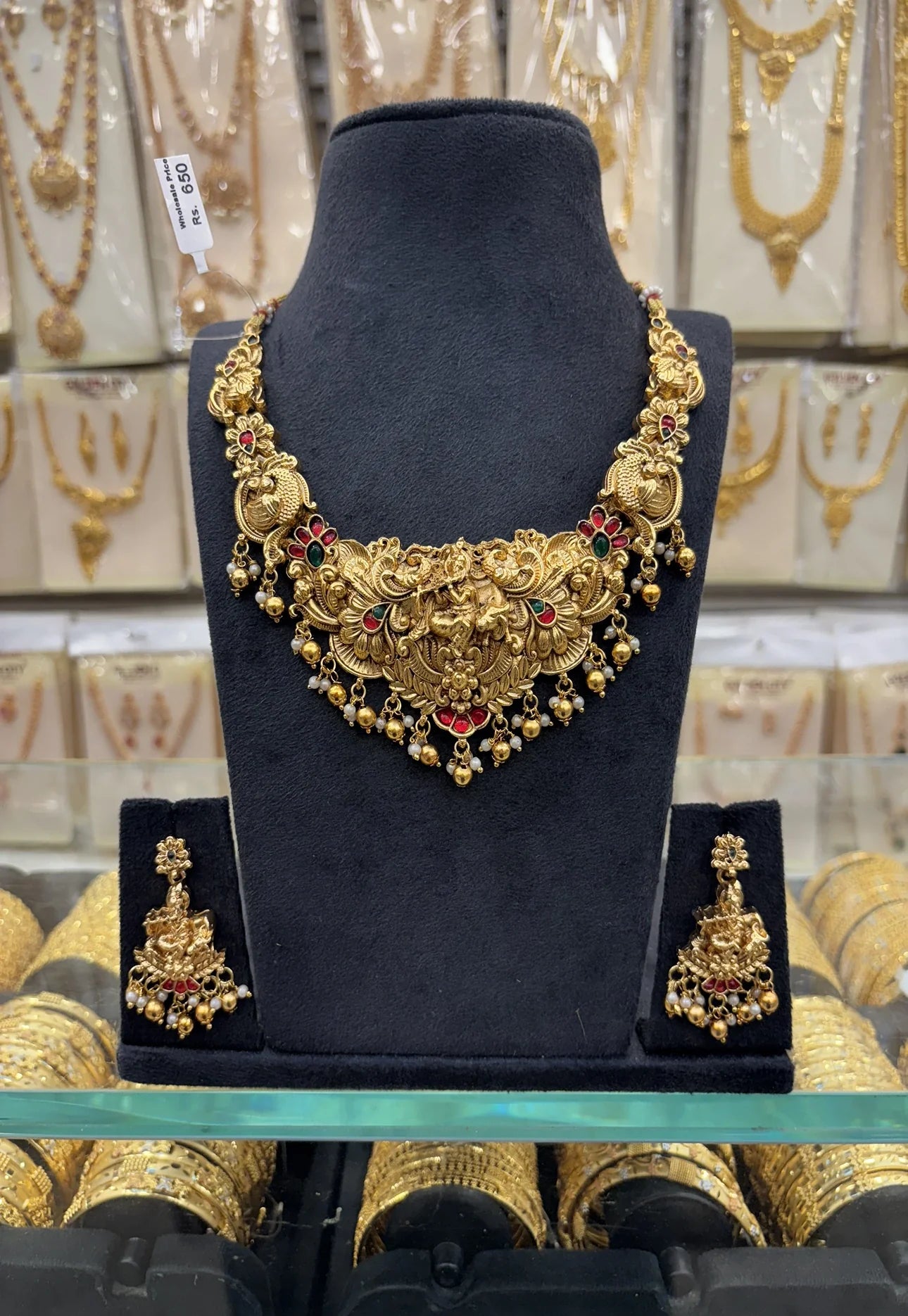 Krishna Design Gold beats Heavy Necklace