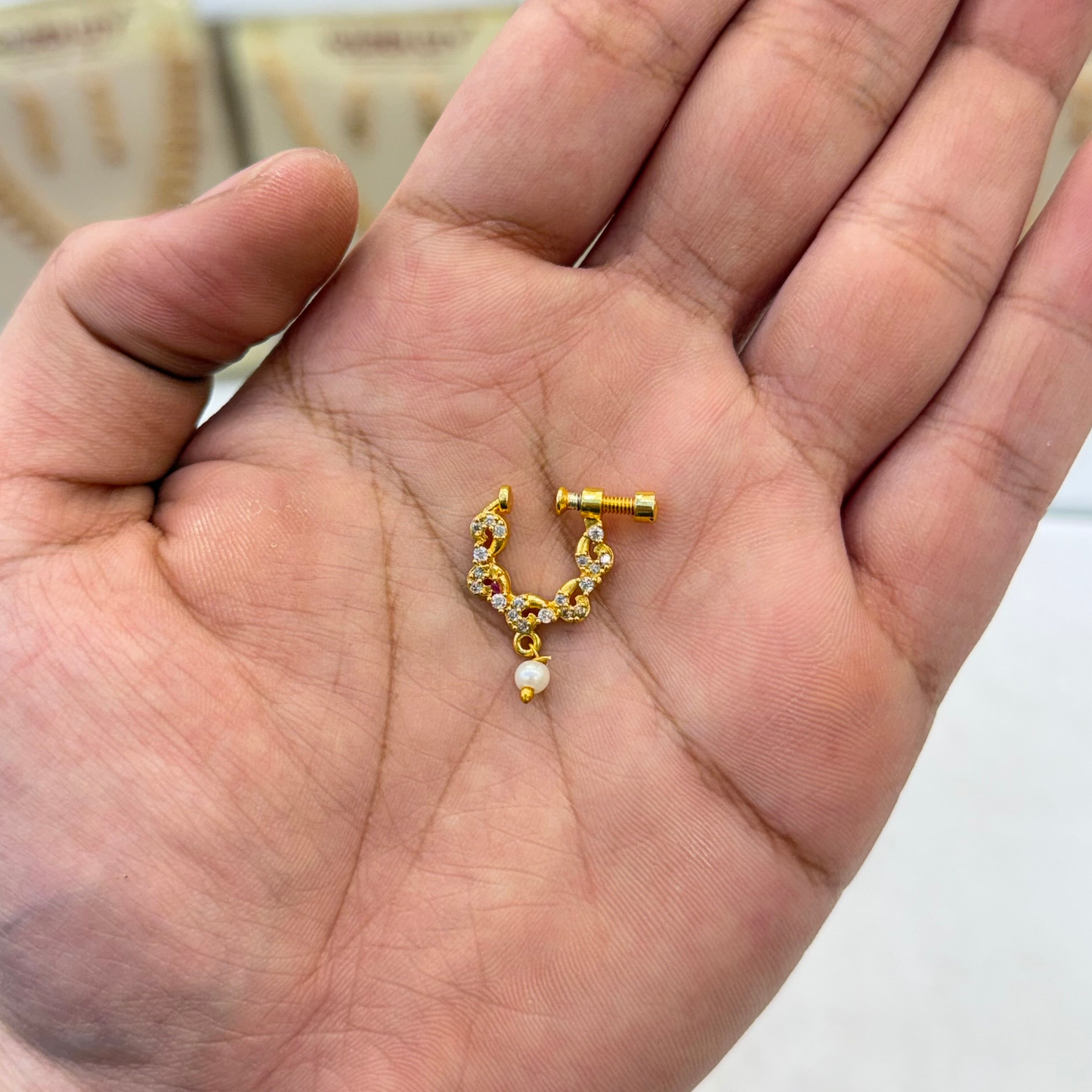 South Indian Ruby Bridal Nose Pin