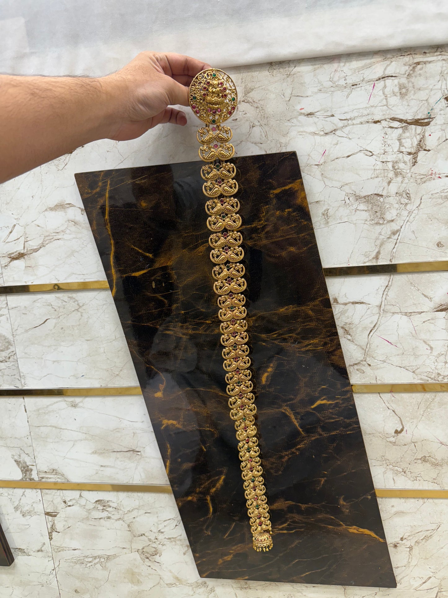 Antique Laxmi Temp Stone Work Long Jada