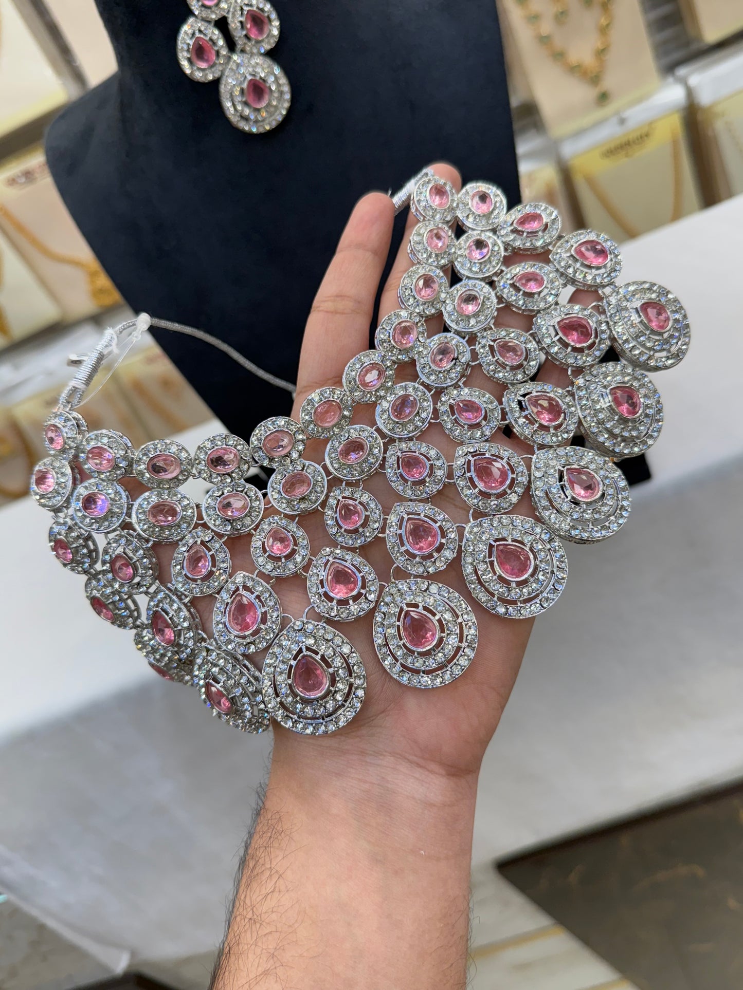 Pink Kundan Stone Necklace