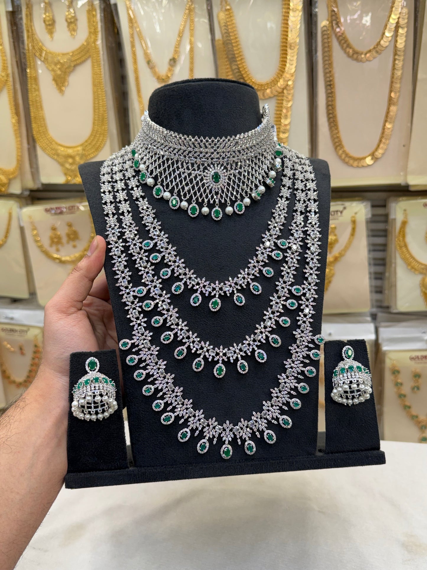 AD Stone Layered Haram Bridal Set β Limited Edition