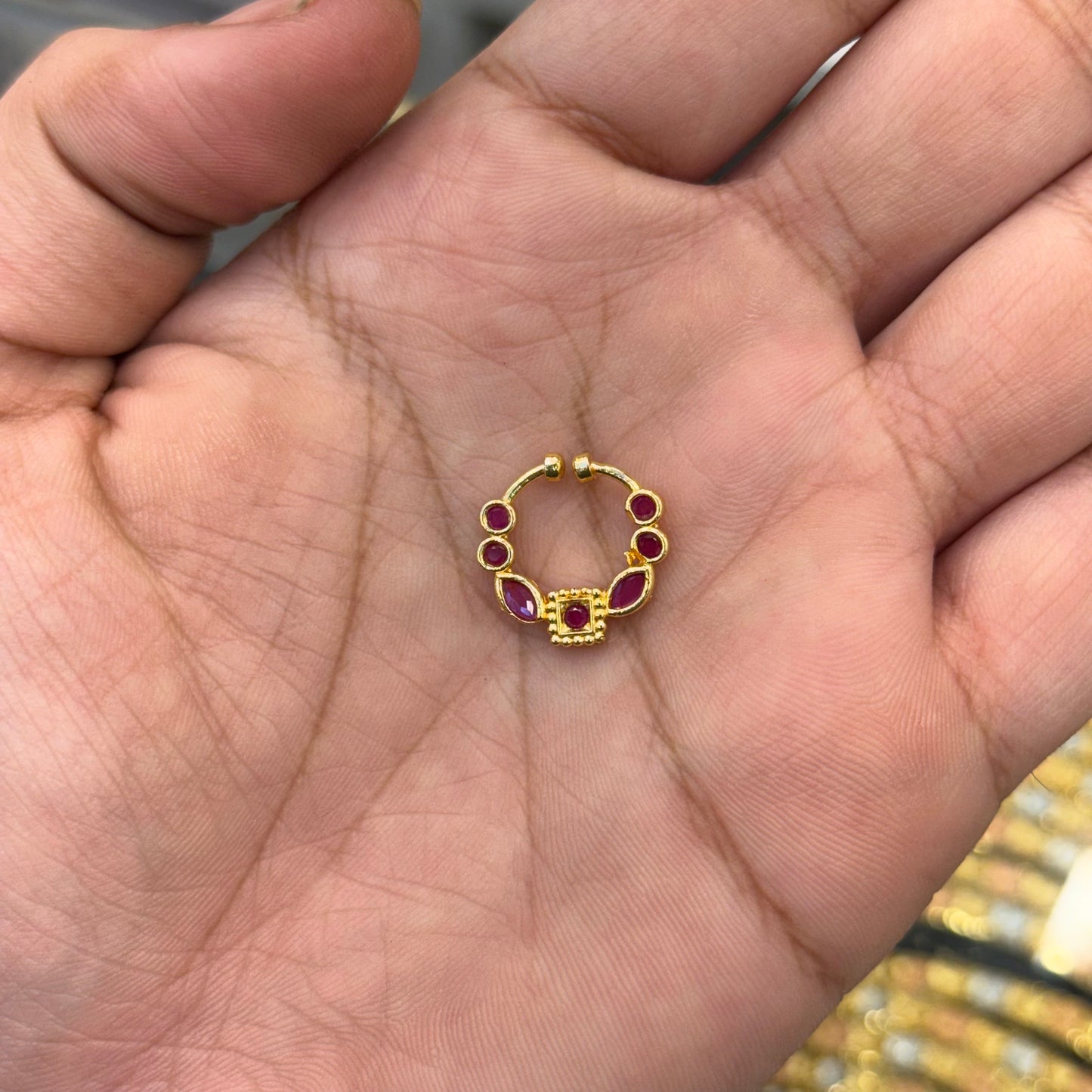 Ruby Elegance Nose Pin