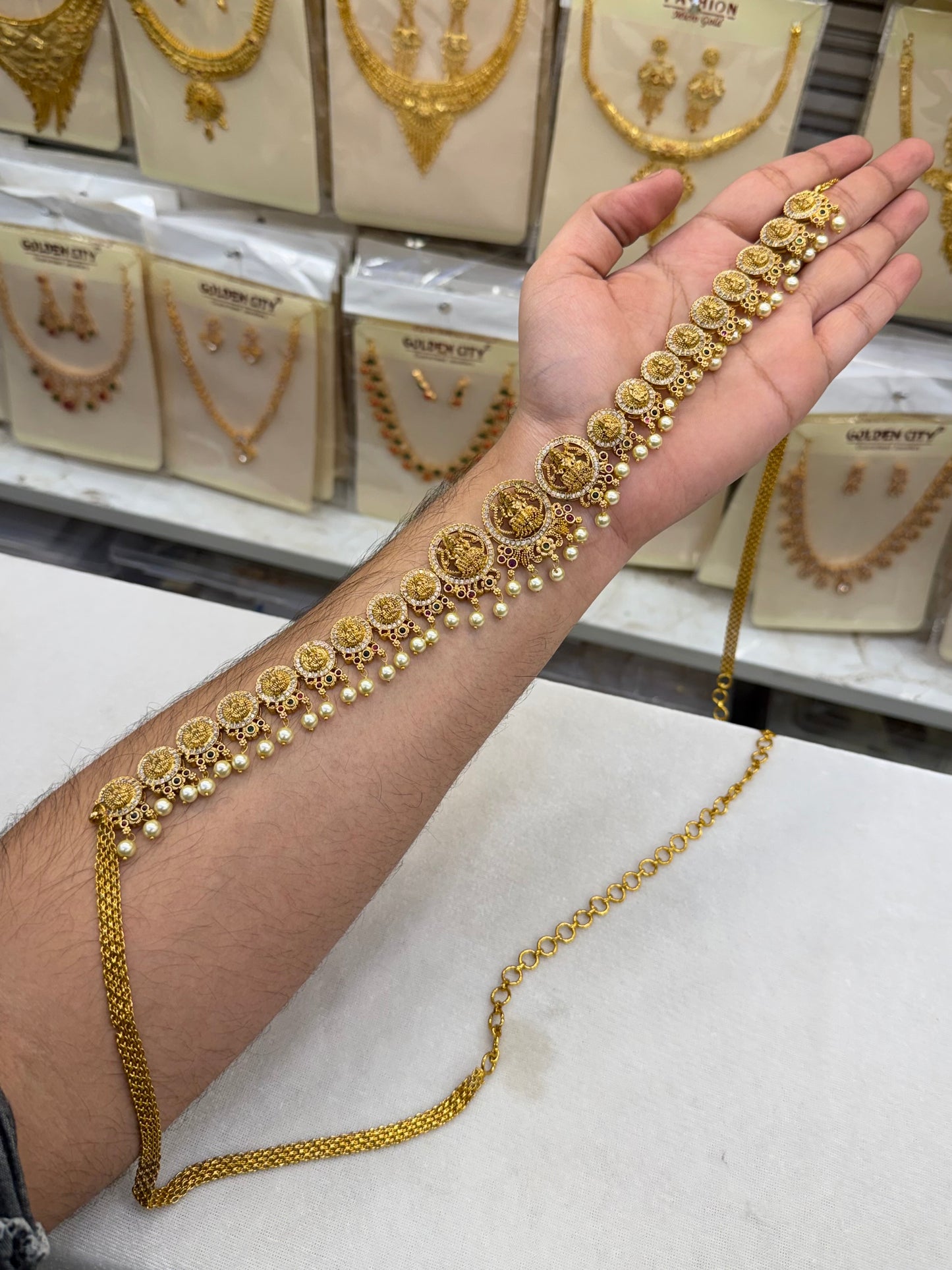 Mahalakshmi Antique AD Hip Chain