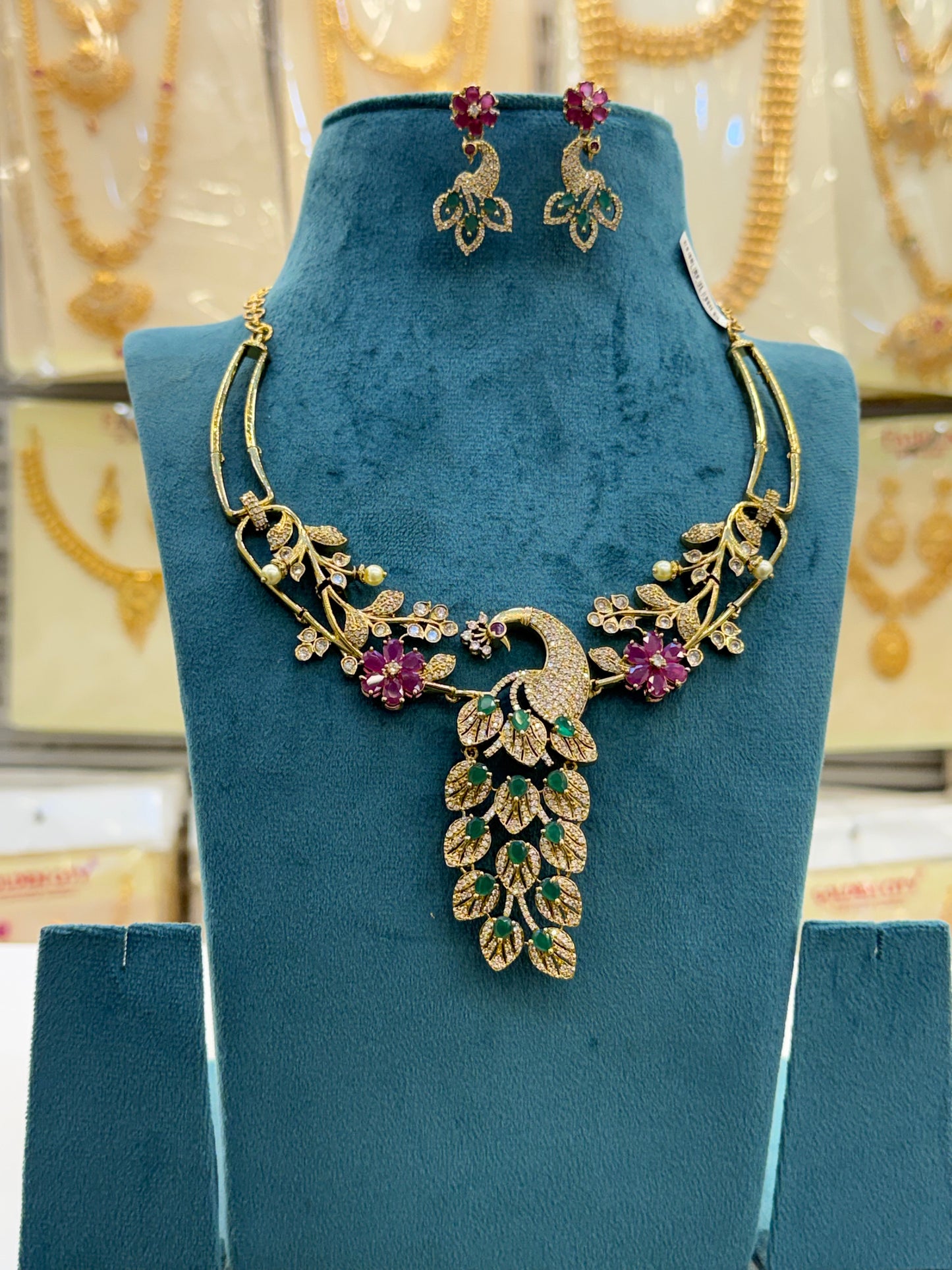 Peacock Floral Necklace