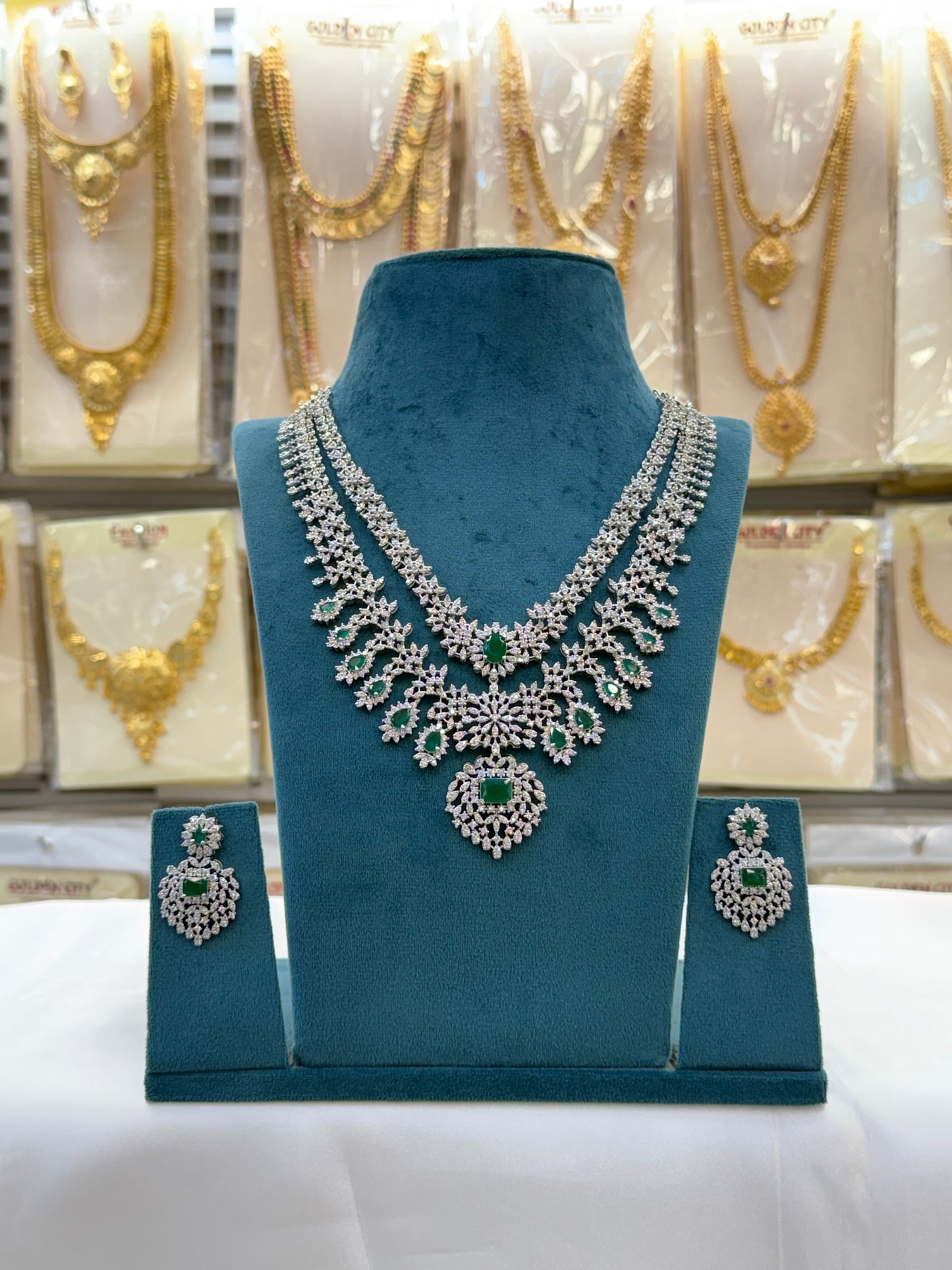 Green AD Stone Layer Necklace