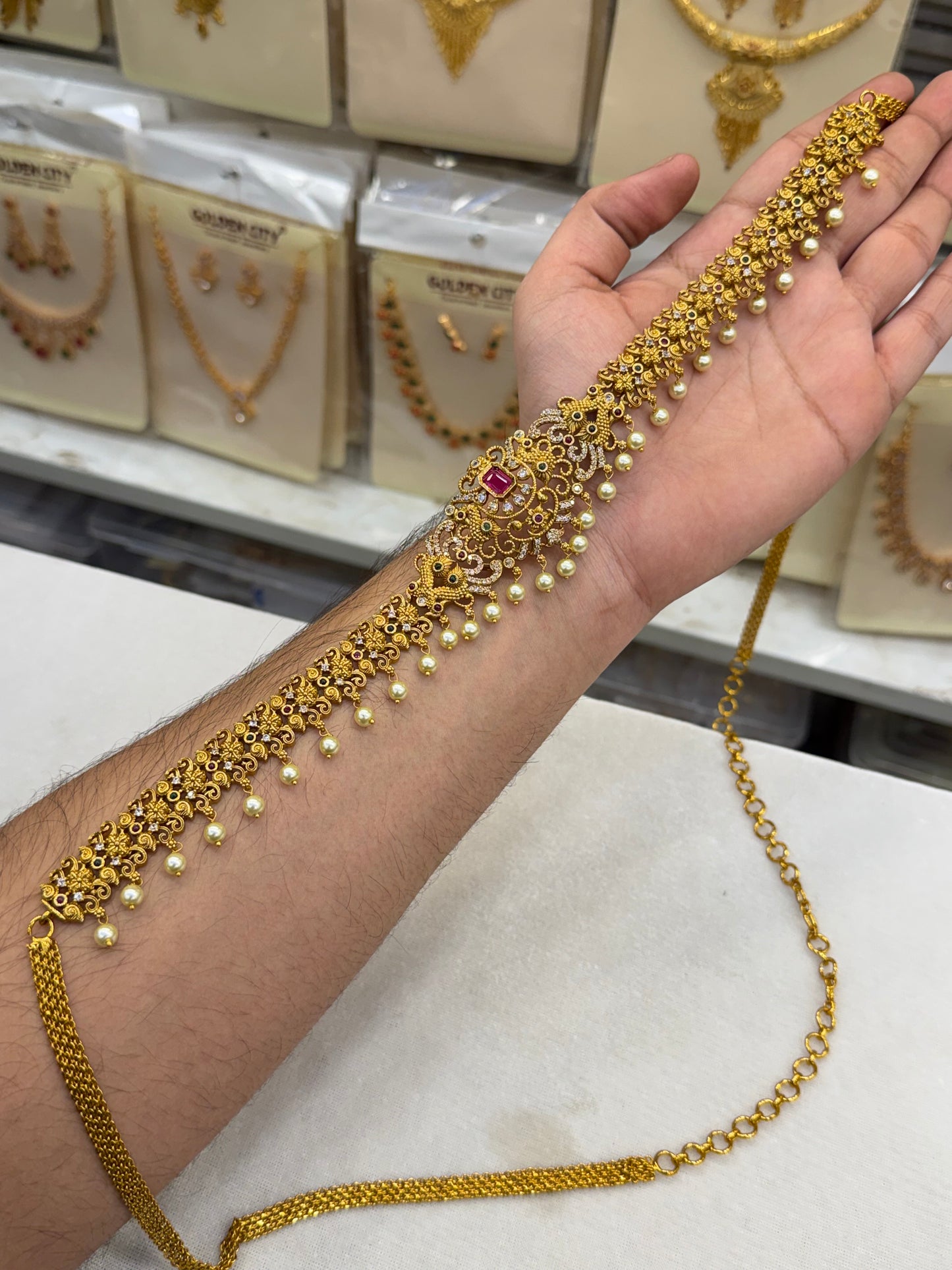 Premium AD Stone Hip Chain