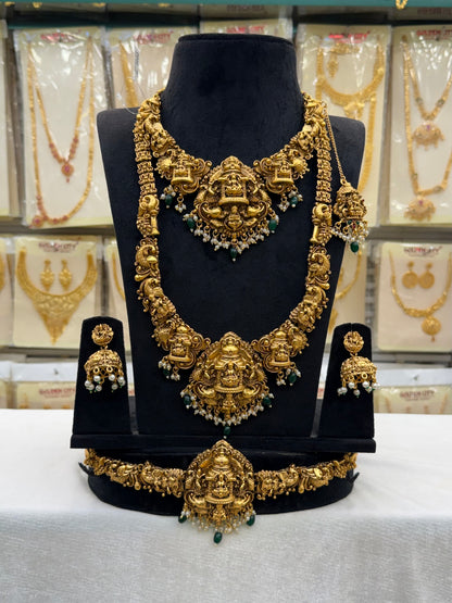 Antique Heavy Design Green Beats Bridal Set