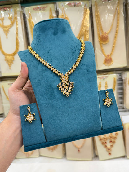 Crown Cut Diamond Line Necklace