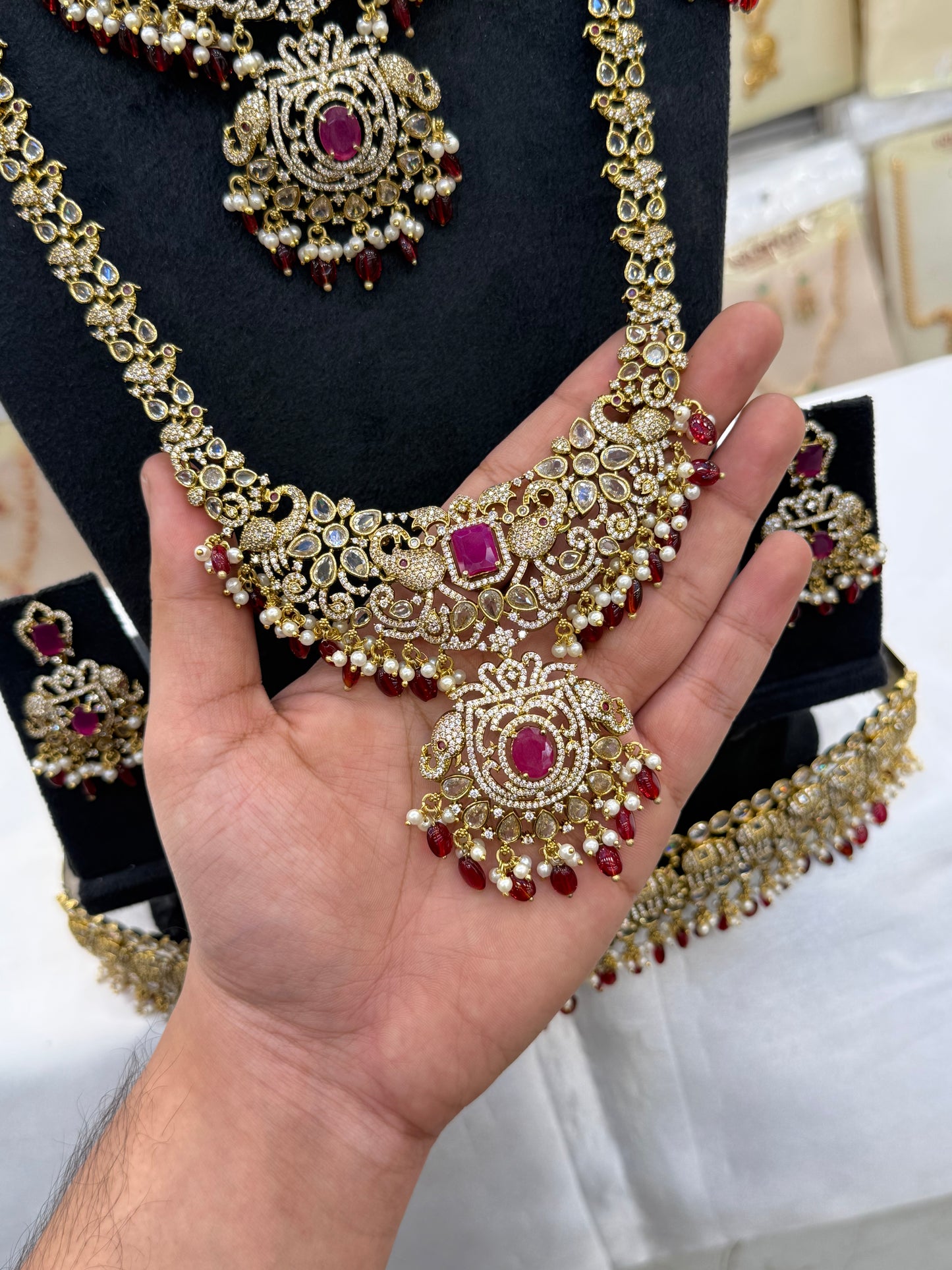 Elegant Victorian Bridal Set - Maroon Beats