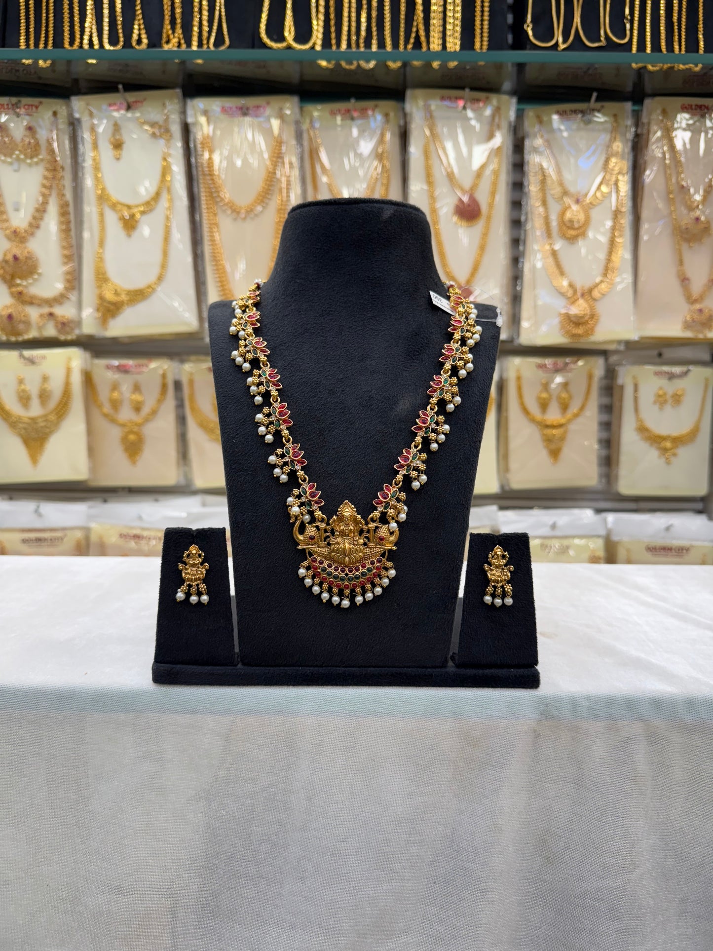 Antique Lakshmi Dollar Chain Mix Stone