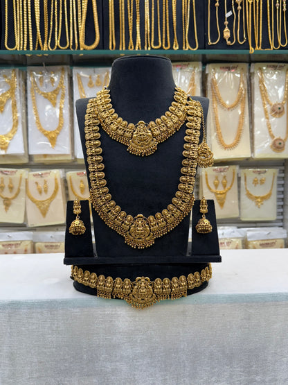 Antique Finsh Laxmi statue Design Bridal Set
