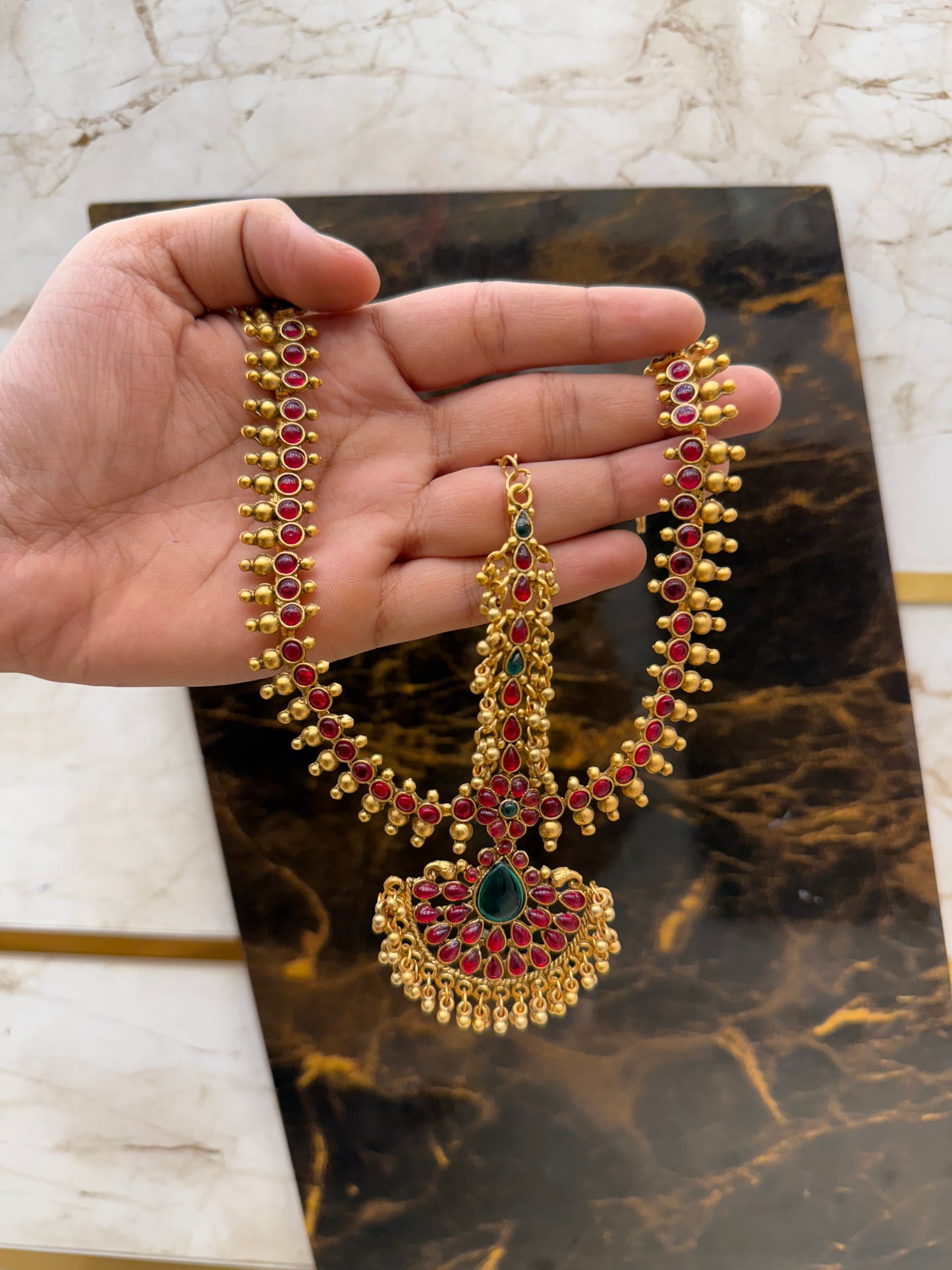 Emerald Drop Mukut Layer Tikka