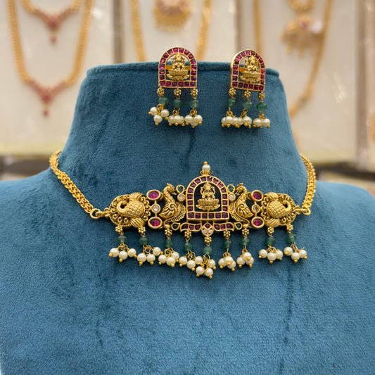 Antique Mini Lakshmi Design Choker Set