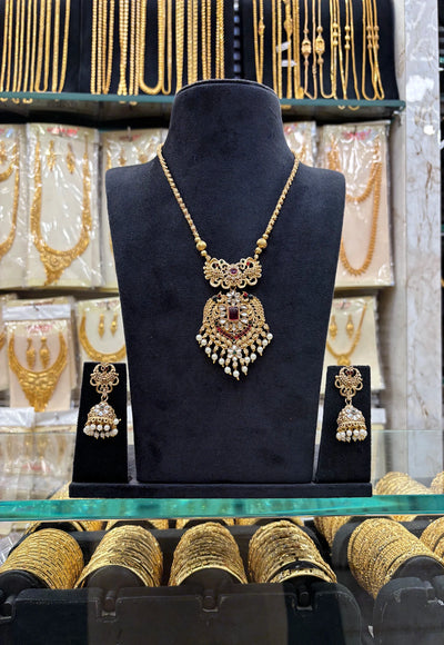 Antique Stone Dollar Necklace
