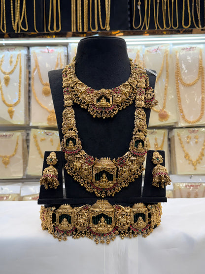 Heavy Antique Gold Beats Laxmi Design Bridal Set