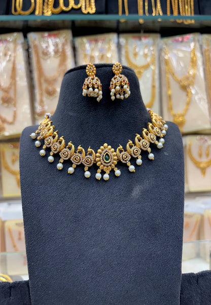 Nagas White Stone Work Necklace