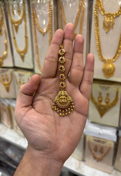 Antique Lakshmi Red Stone Tikka