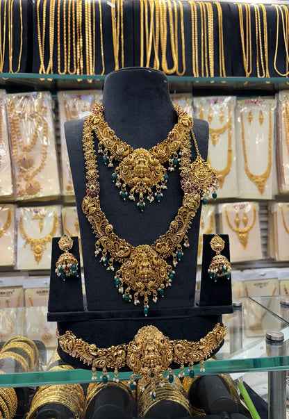 Green Beats Antique Work Bridal Set