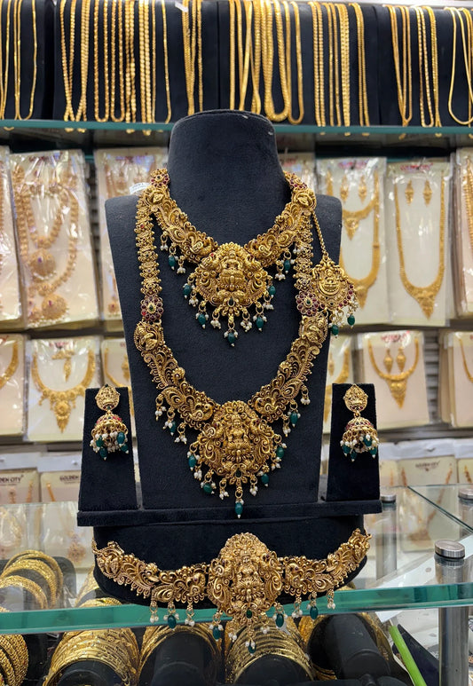 Green Beats Antique Work Bridal Set