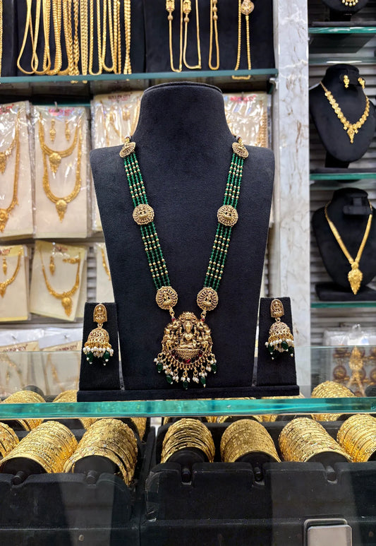 Green Beats Laxmi Pendant Tempe Stone Long Haram
