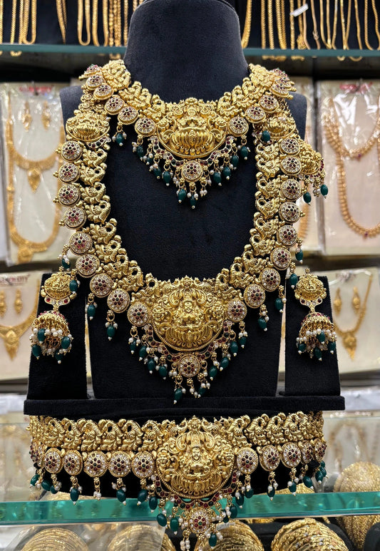Green Beats Nagas Work Bridal Set