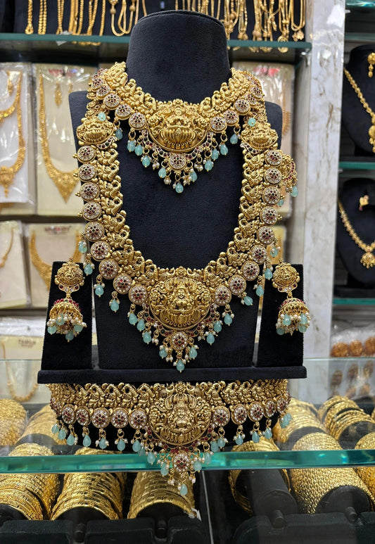Nagas Work Pastel Green Beats Bridal Set