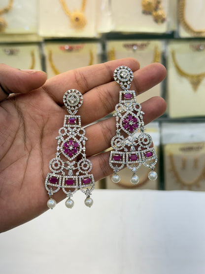 Elegant A.D Choker Set - Pink Stone
