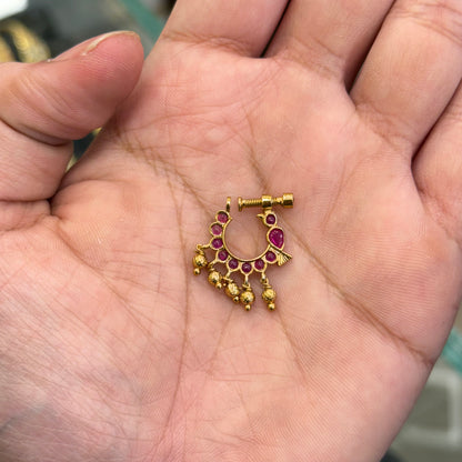 South Indian Ruby Bridal Nose Pin