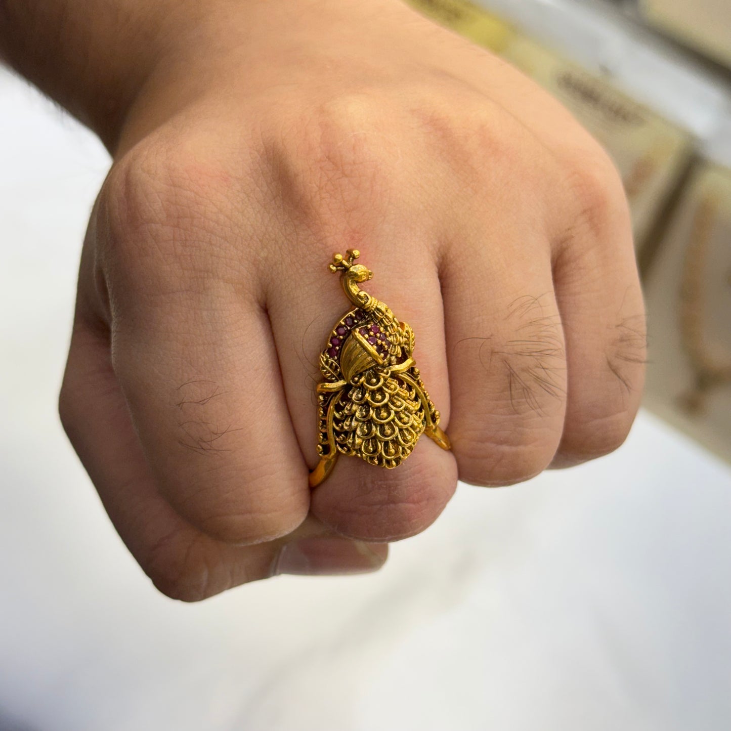 Elegant Peacock Design Finger Ring