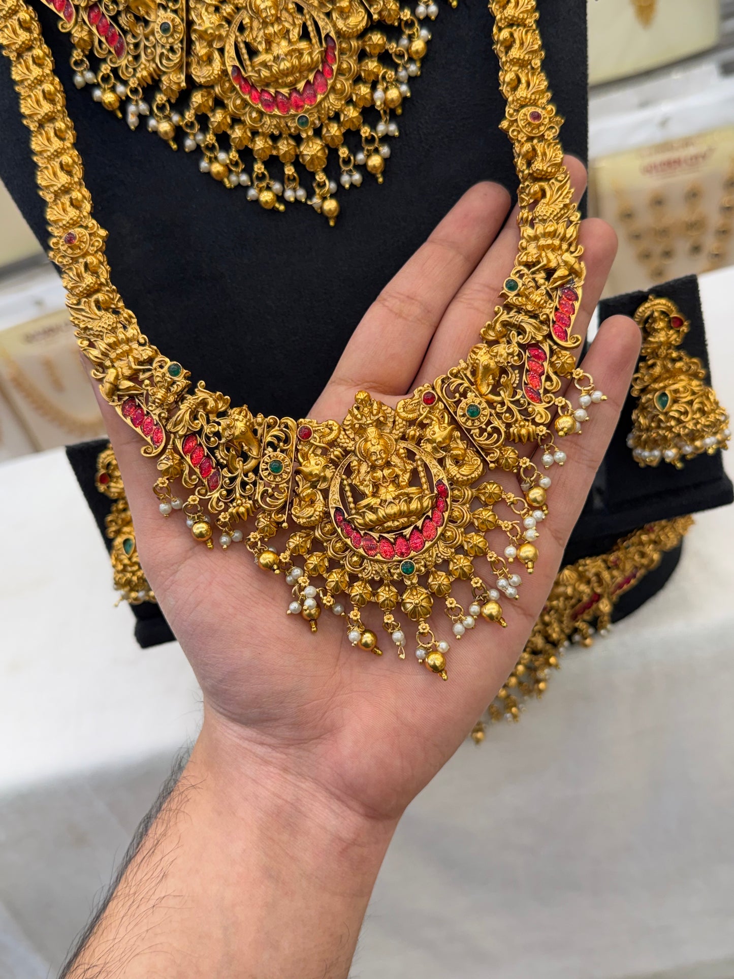 Coral Stone Work Bridal Set