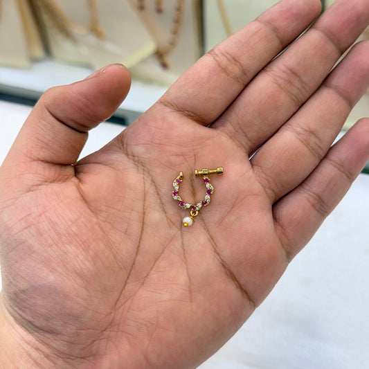 Ruby Elegance Nose Pin
