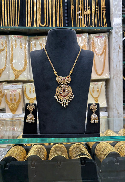 Antique Stone Dollar Necklace