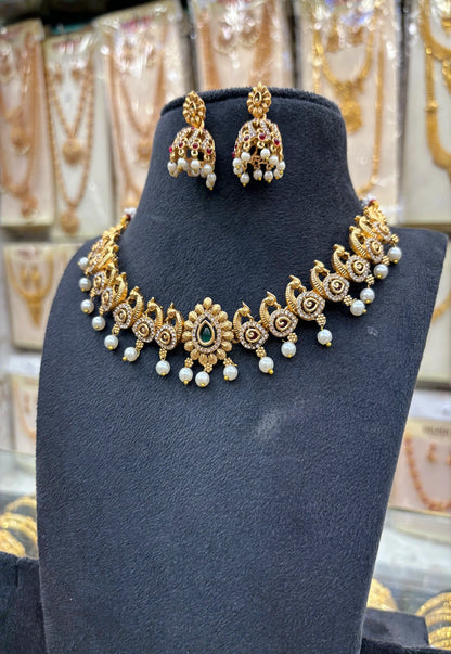 Nagas White Stone Work Necklace