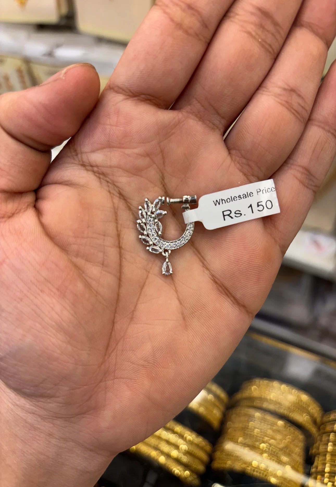 A.D Stone Silver Nose Ring