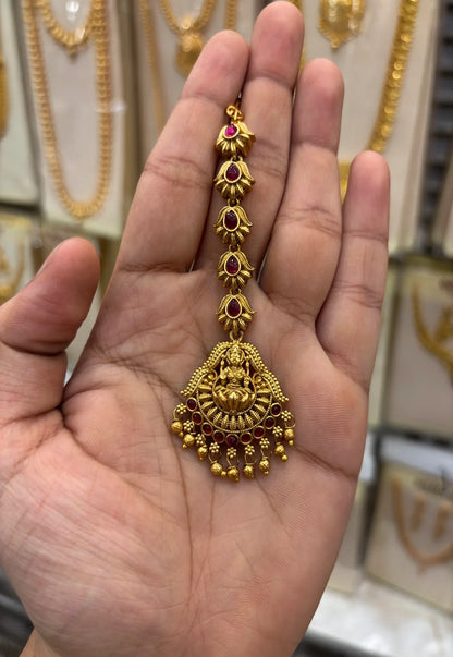 Antique Lakshmi Red Stone Tikka