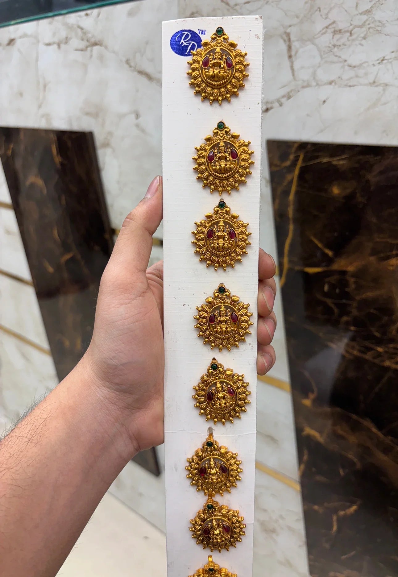 Antique Lakshmi Temple Stone Jada Bila 9 Pcs Set