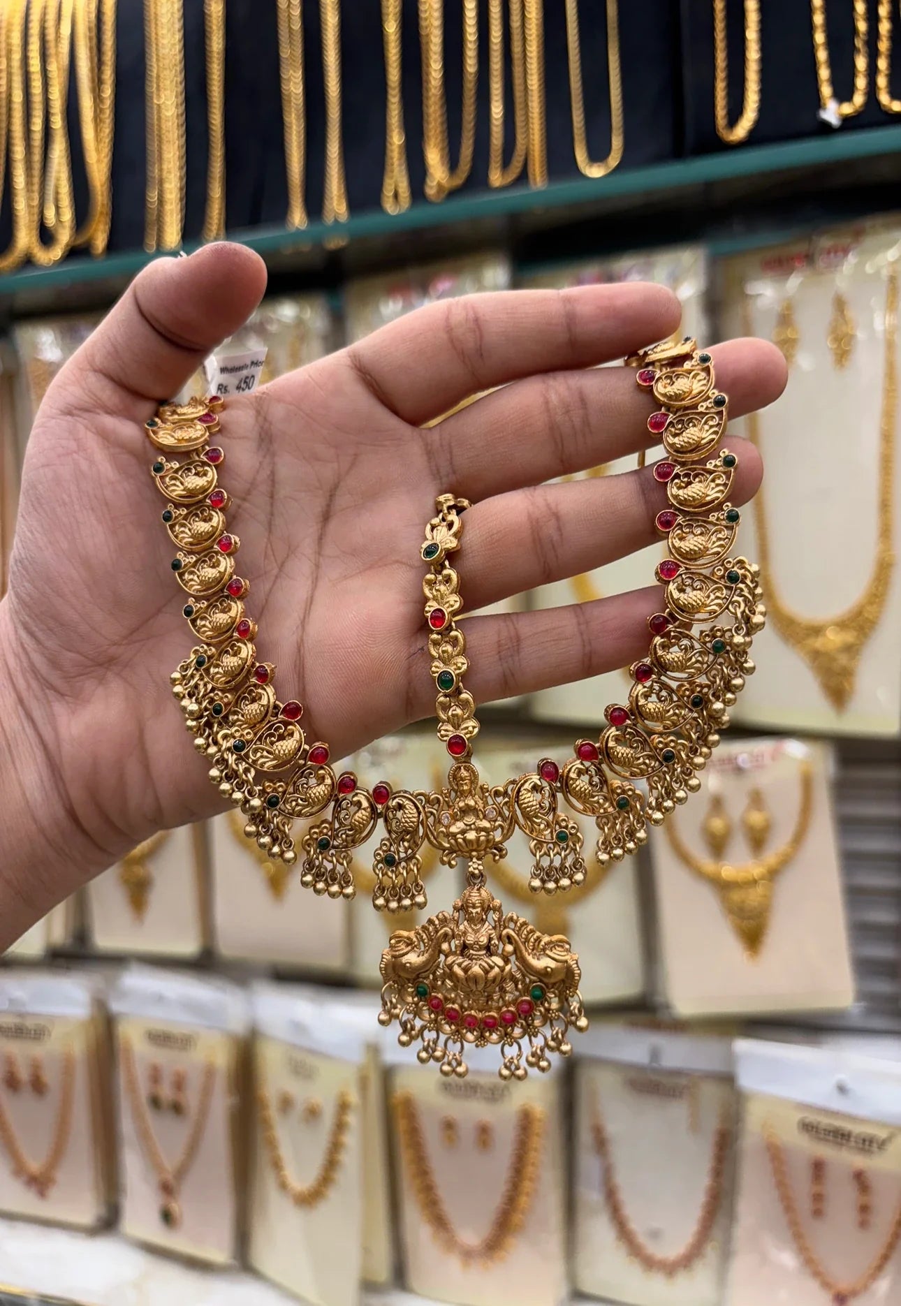 Antique Lakshmi Pendant Three Layer Tikka