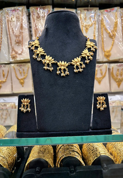 Gold Beats Lotus Necklace