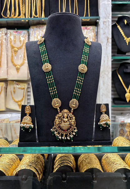 Green Beats Laxmi Pendant Tempe Stone Long Haram