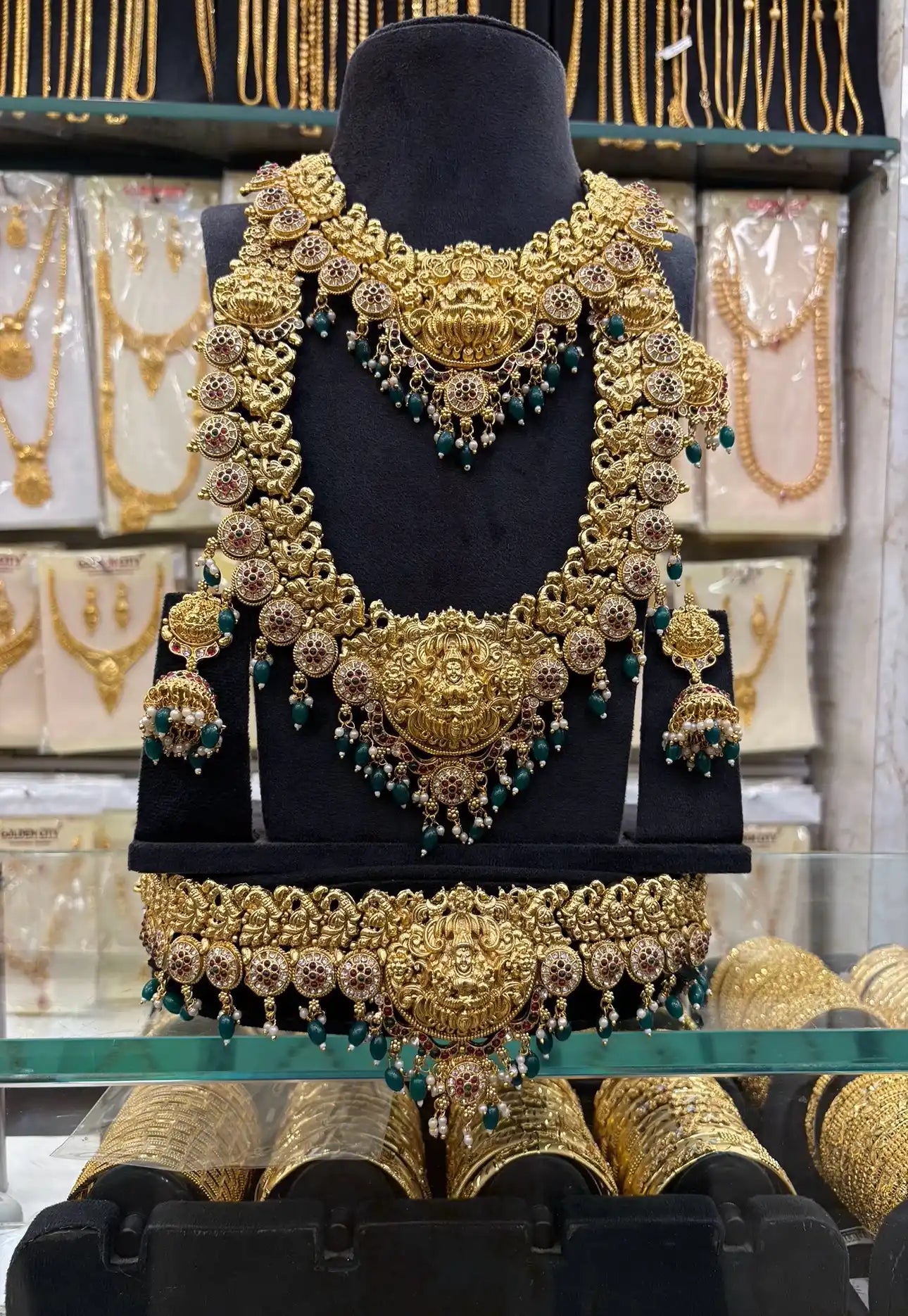 Green Beats Nagas Work Bridal Set