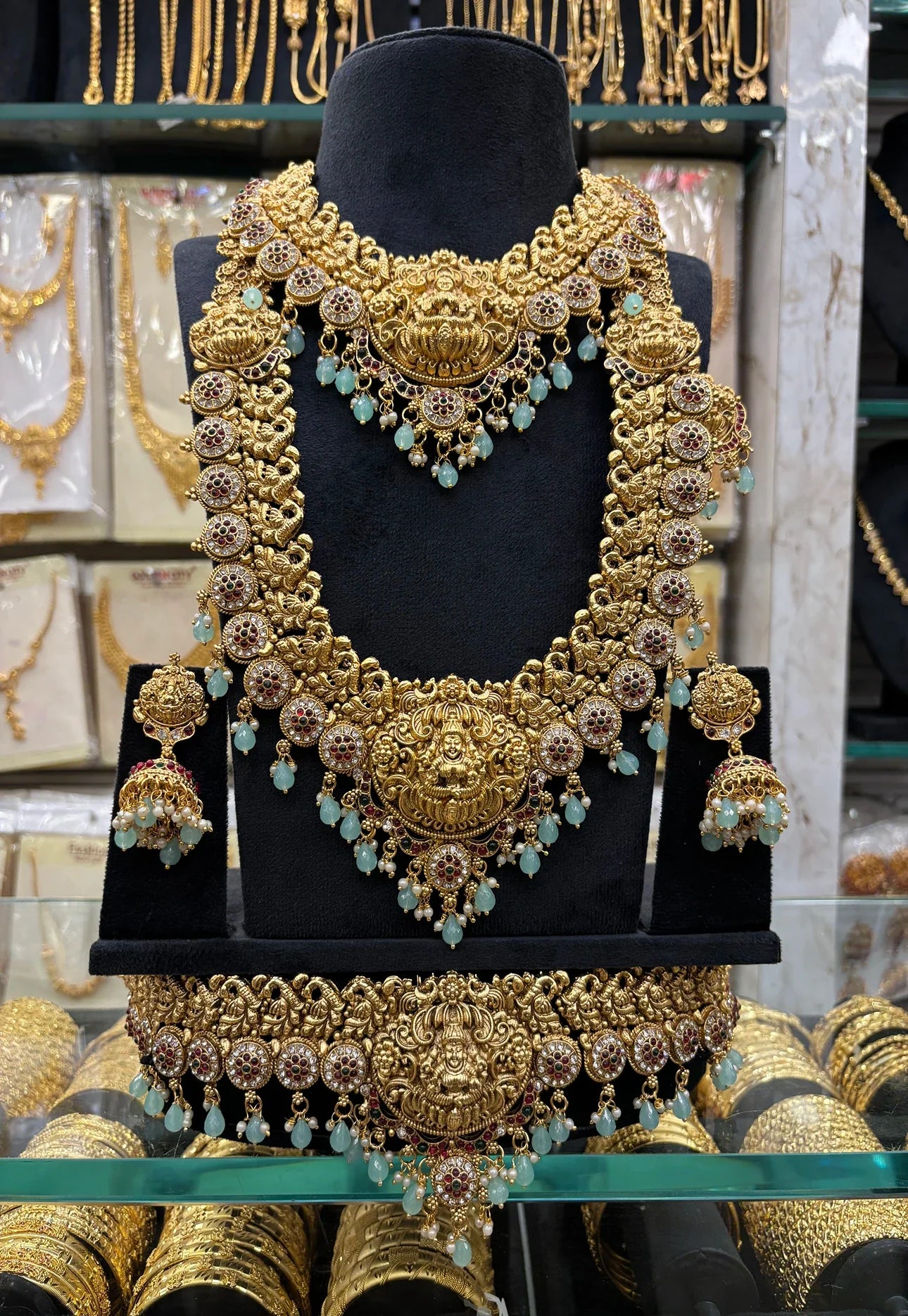 Nagas Work Pastel Green Beats Bridal Set