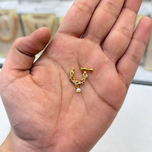 Antique Finish Ruby Nose Pin