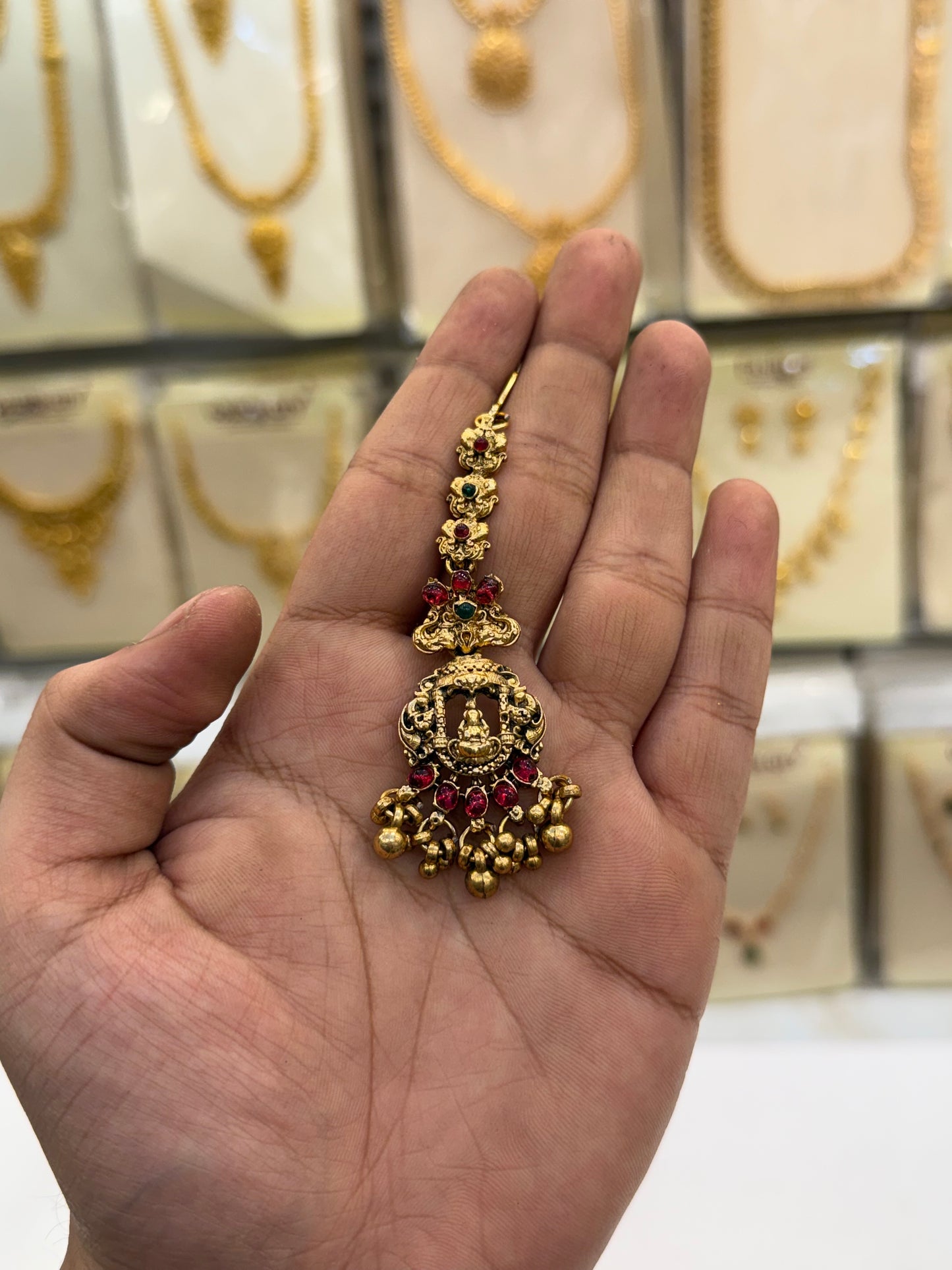 Heavy Antique Gold Beats Laxmi Design Bridal Set
