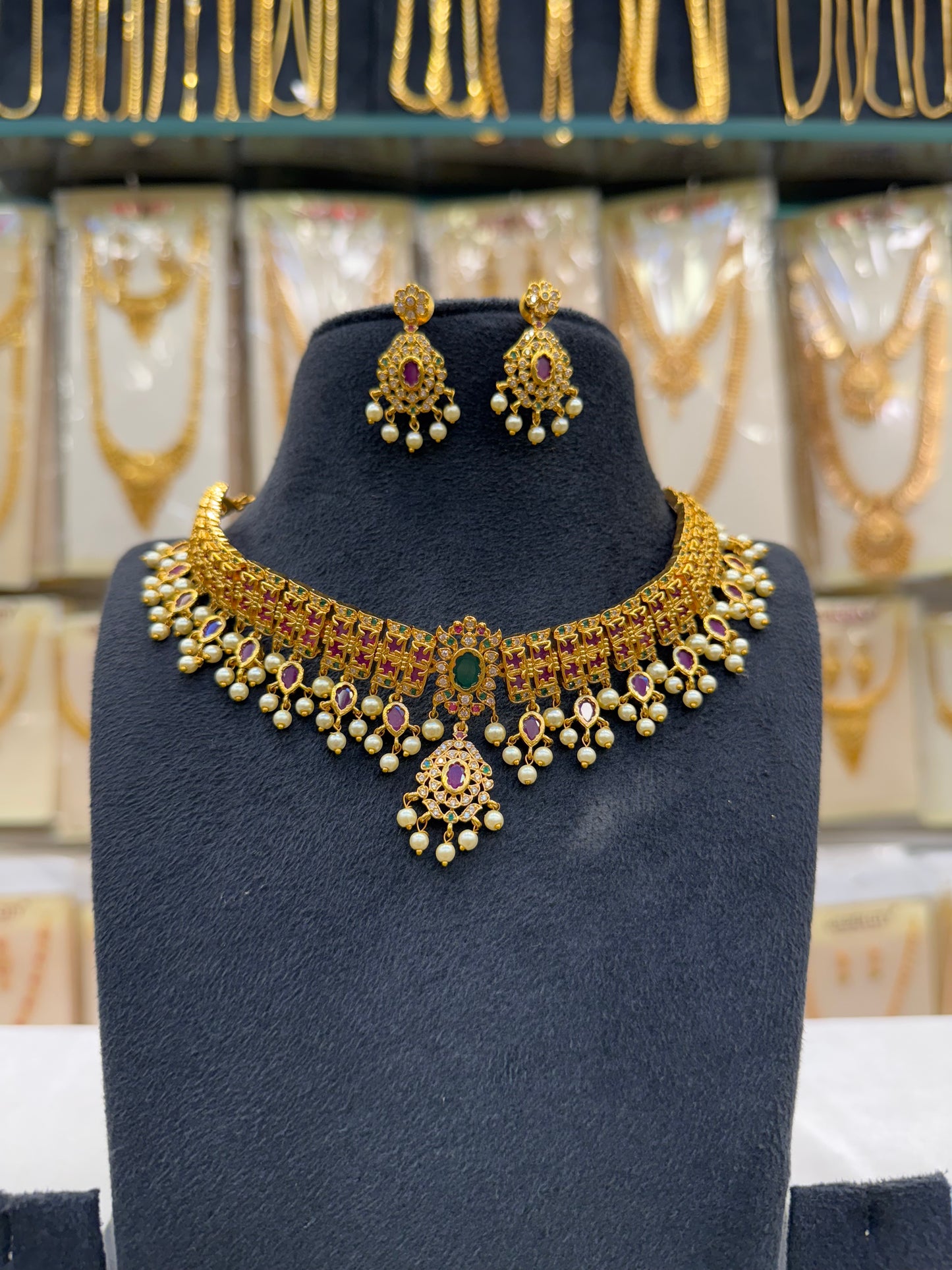 Ruby Stone Choker Set