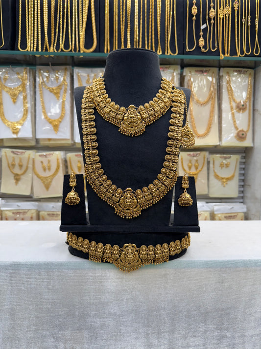 Antique Finsh Laxmi statue Design Bridal Set