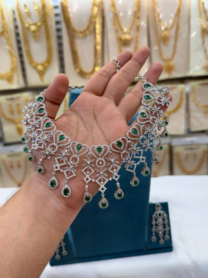 Diamond Look AD Green Stone Choker